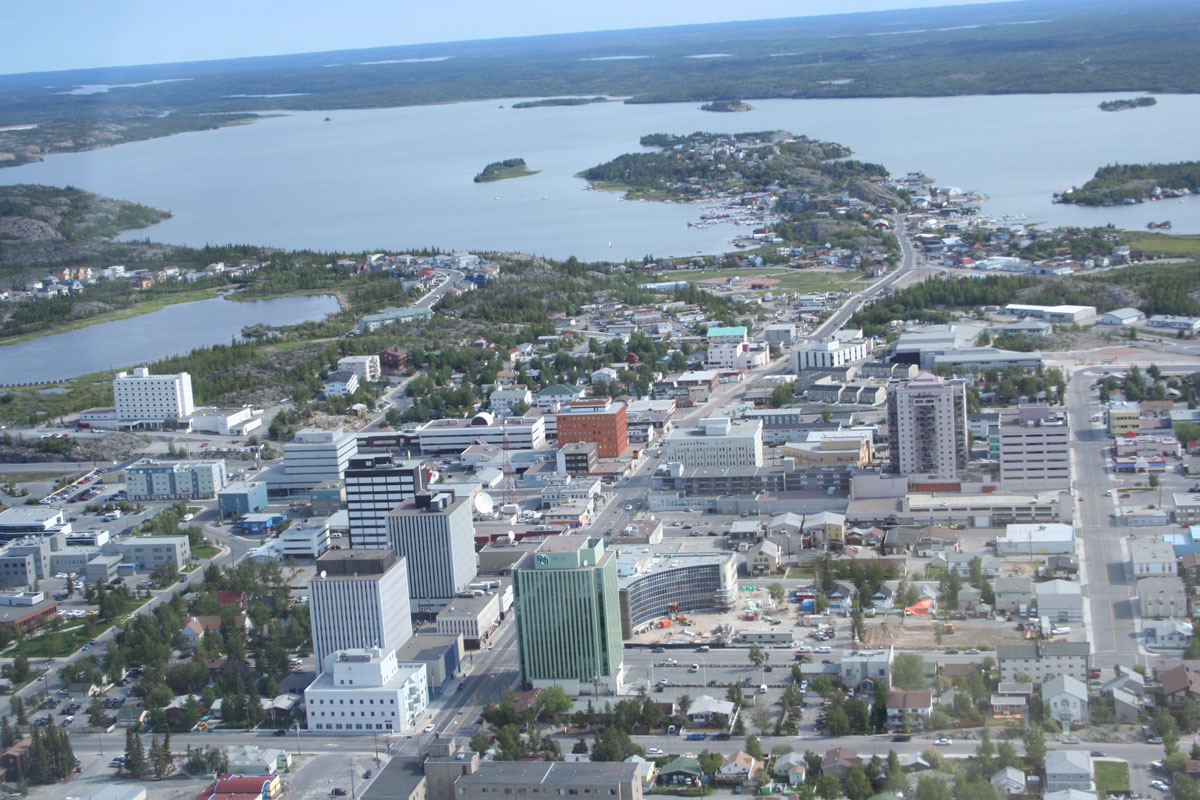 Helicopter View of Downtown Yellowknife